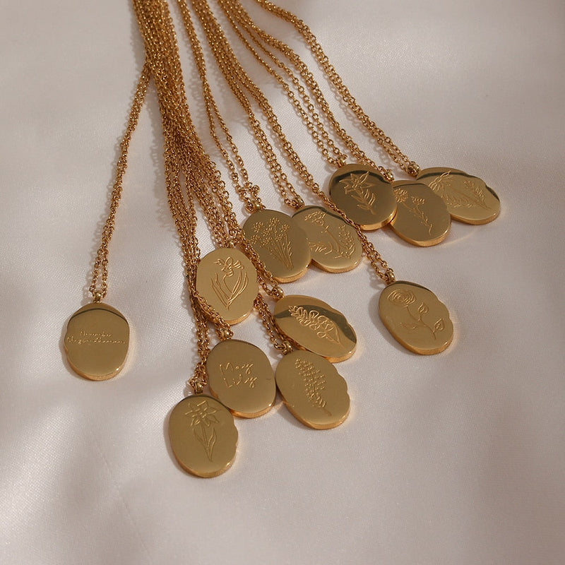 Fleur Oval Coin Necklace