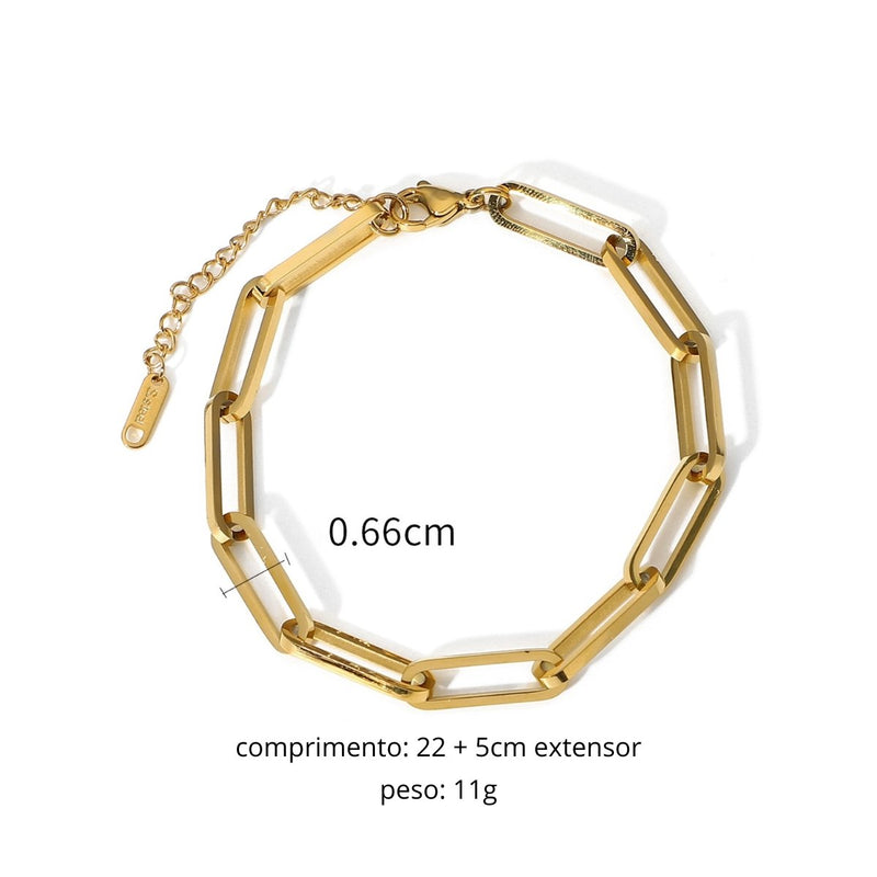 Pulseira Elos Celina Corrente Banhado em Ouro 18K