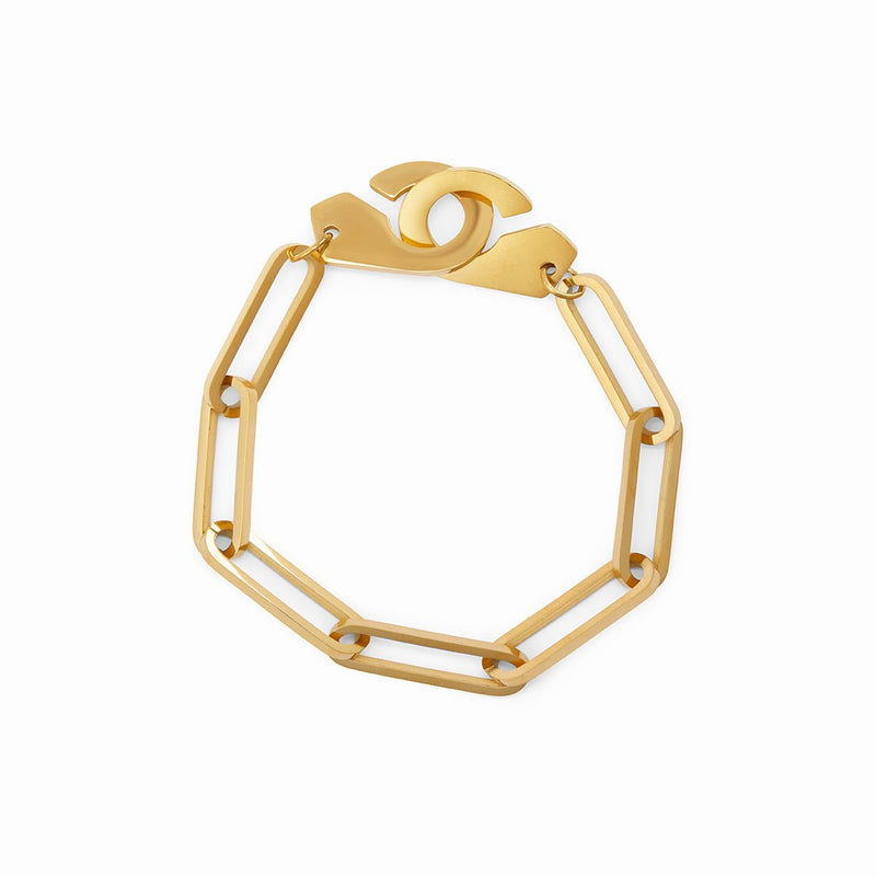 Pulseira Elos Fecho Algema Banhado em Ouro 18K