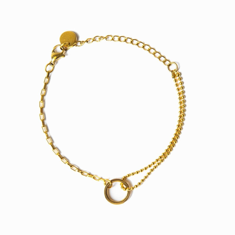 Pulseira Harmonia Pingente de Anel Banhada em Ouro 18k