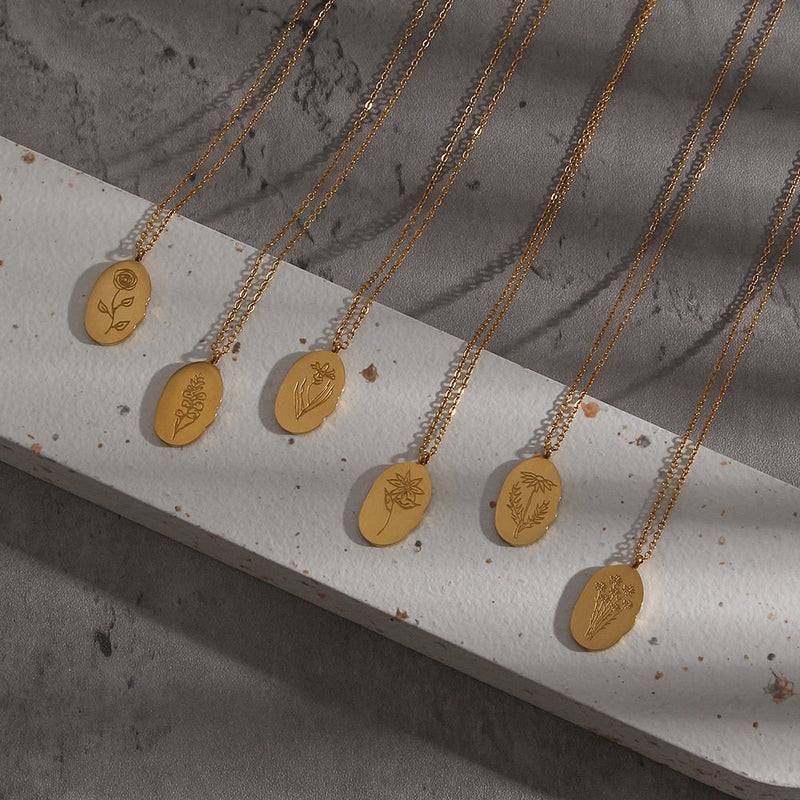 Fleur Oval Coin Necklace