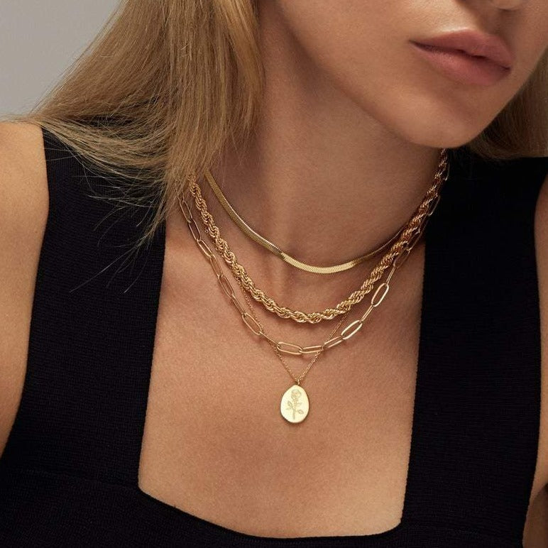 Fleur Oval Coin Necklace